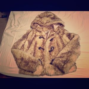 Faux Fur Coat w/ hood